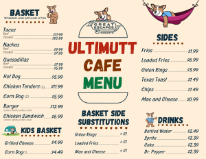 Ultimutt Cafe Menu